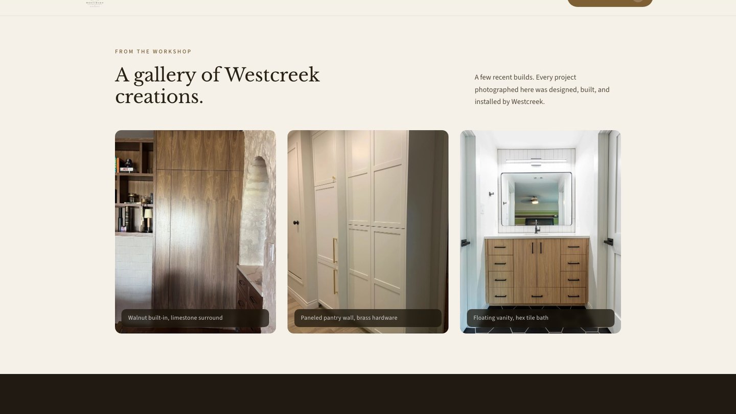 The gallery section of the new homepage