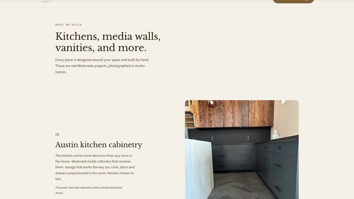 The what we build section of the new homepage