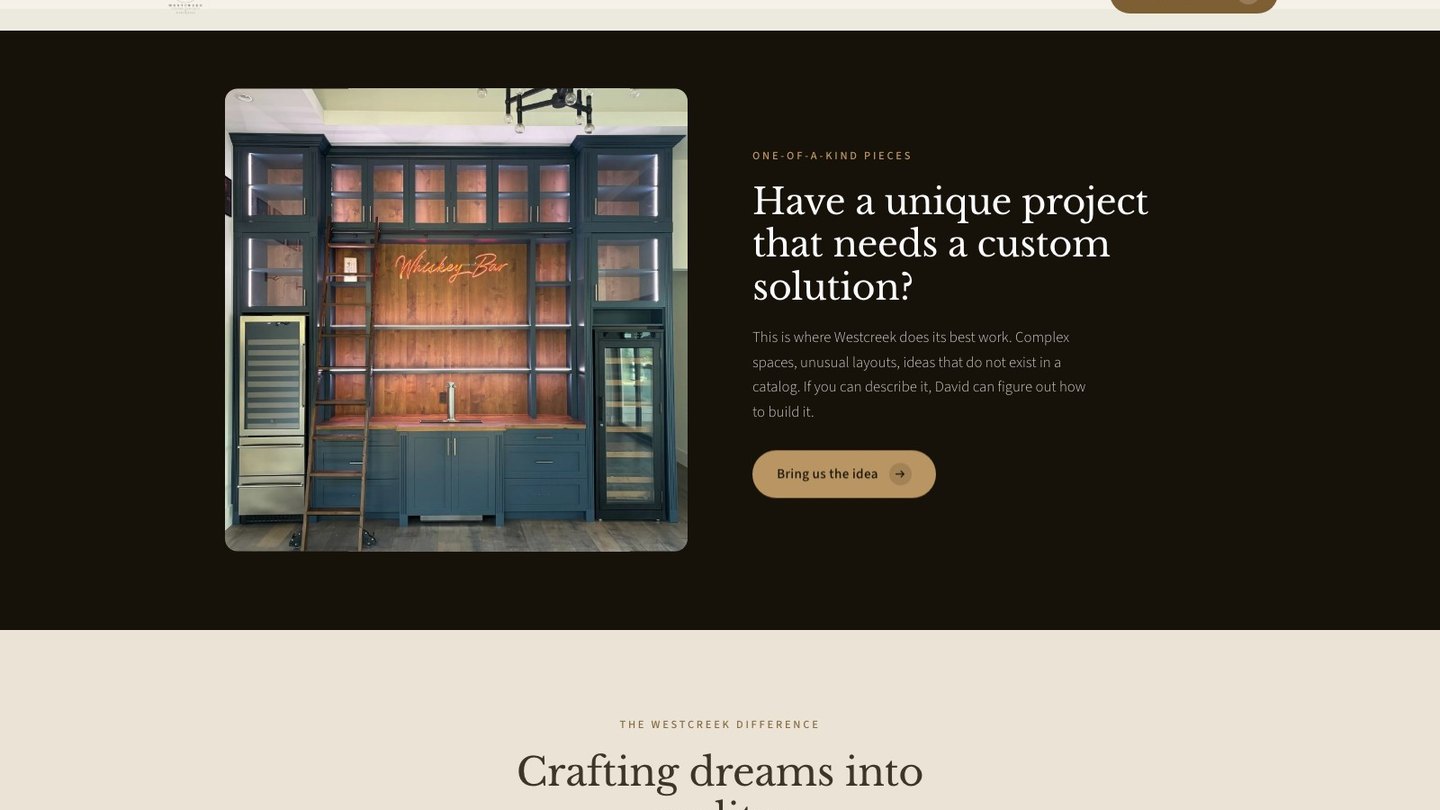 The whiskey bar spotlight section of the new homepage