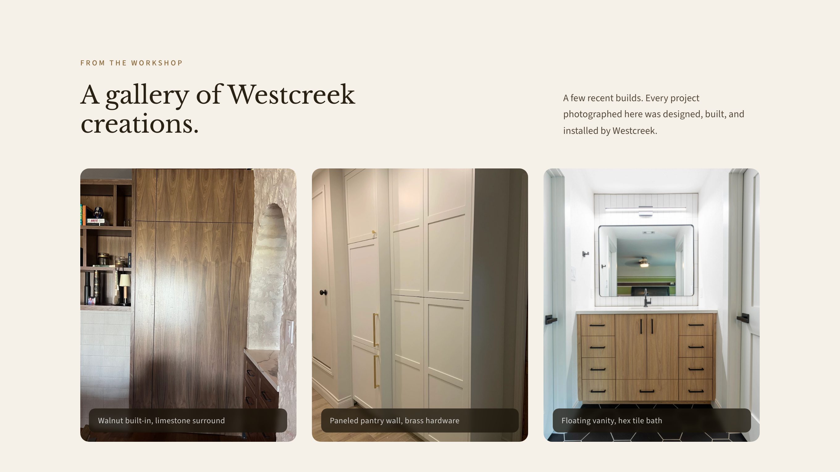 The gallery section of the new homepage